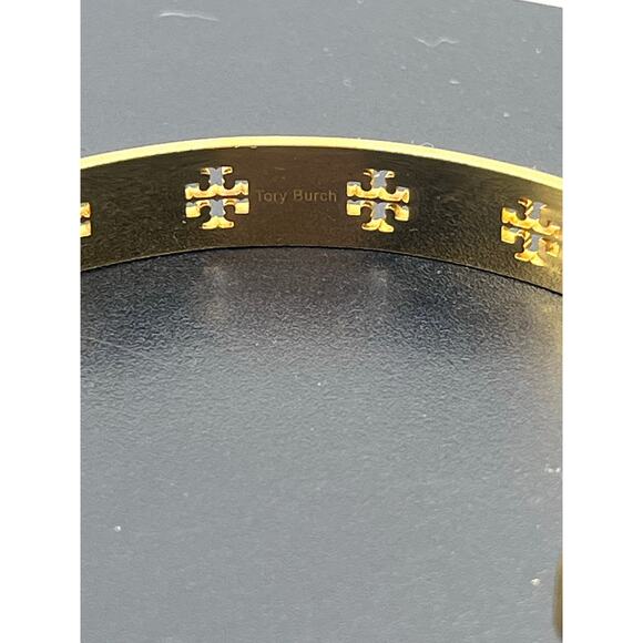 Tory Burch Designer Miller Logo T Cutout Logo Gold Plated Cuff Bracelet - Picture 7 of 7